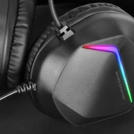 Mars Gaming MH122 Auriculares Gaming con Micrófono, Iluminación FRGB Rainbow, Cancelación Pasiva, Compatible con PC, PS5, Xbox Series X/S, Switch, Jack 3.5mm, Negro
